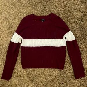 Ambiance Maroon and White Stripped sweater